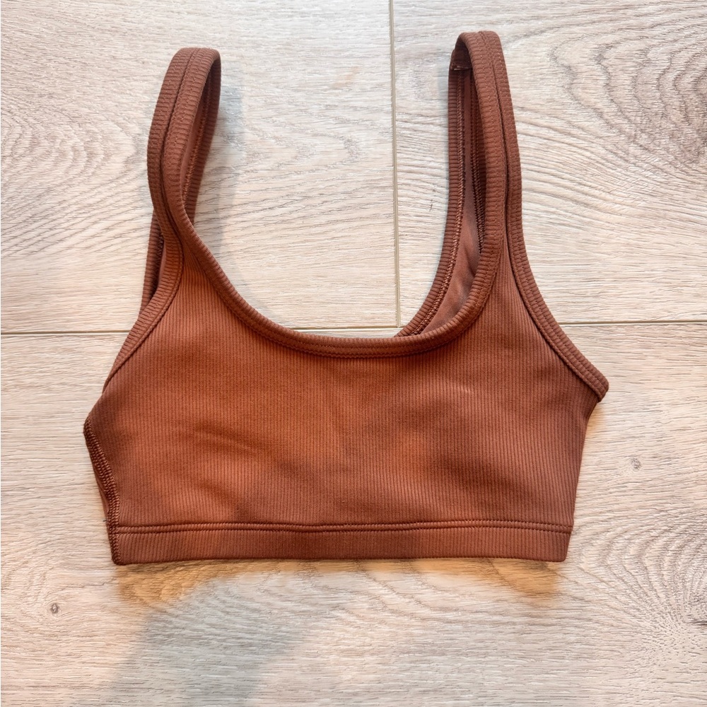 Women's Brown Ribbed Bralette